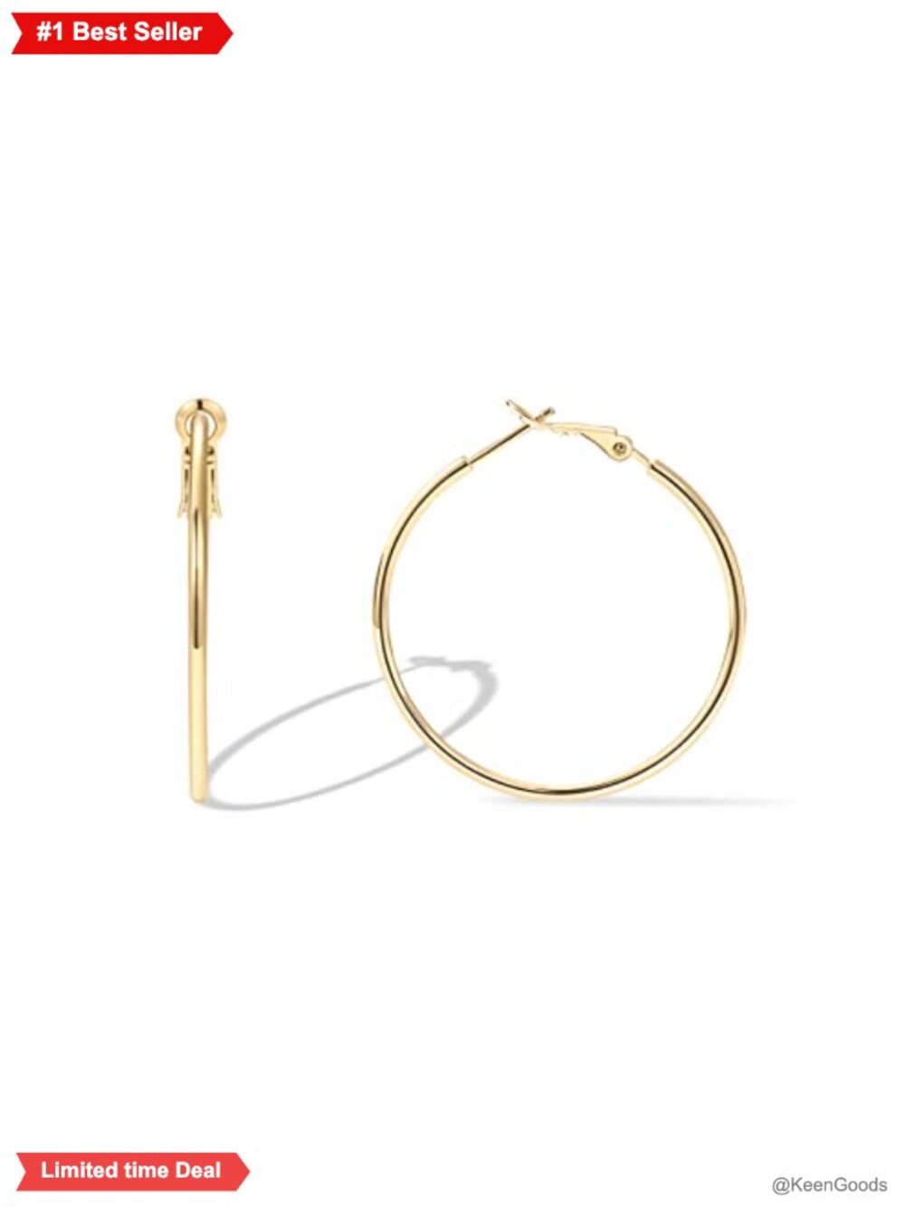 14K Gold Plated Hoop Earrings Paddle Back Hypoallergenic Everyday